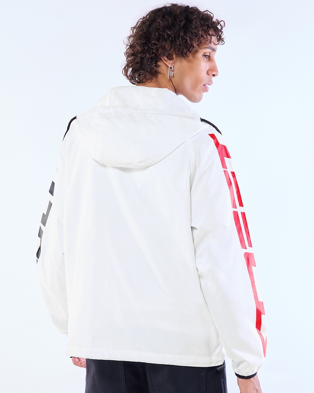 Men's Black Typography Embroidered Windcheater Bomber Jacket main image 0