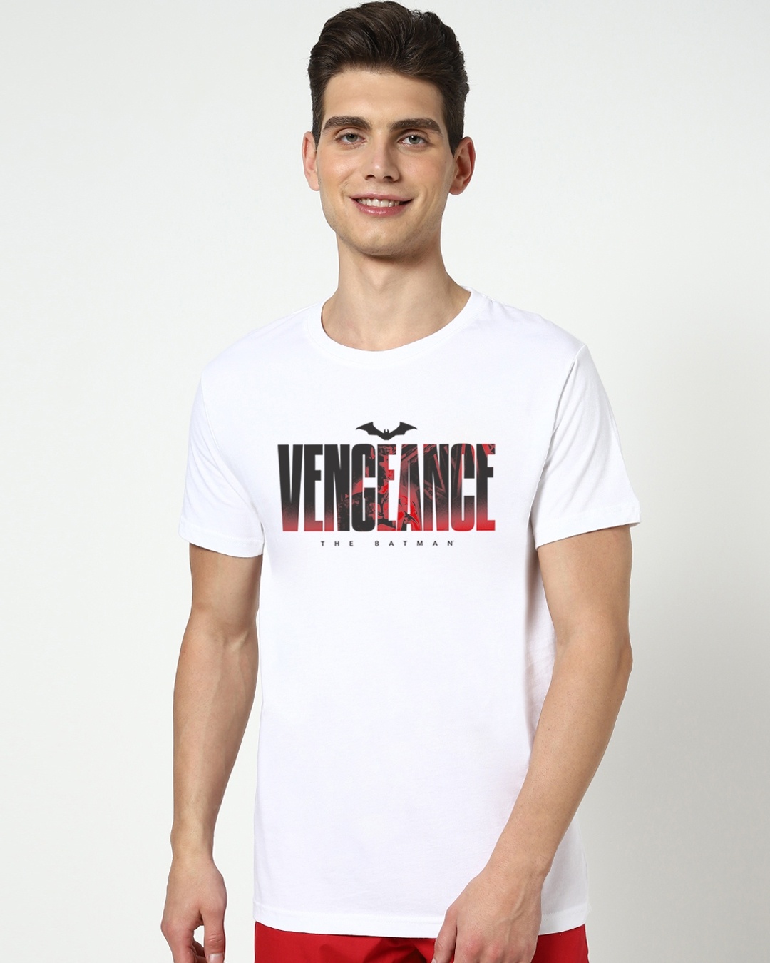 Shop Men's White Vengeance Typography T-shirt-Front
