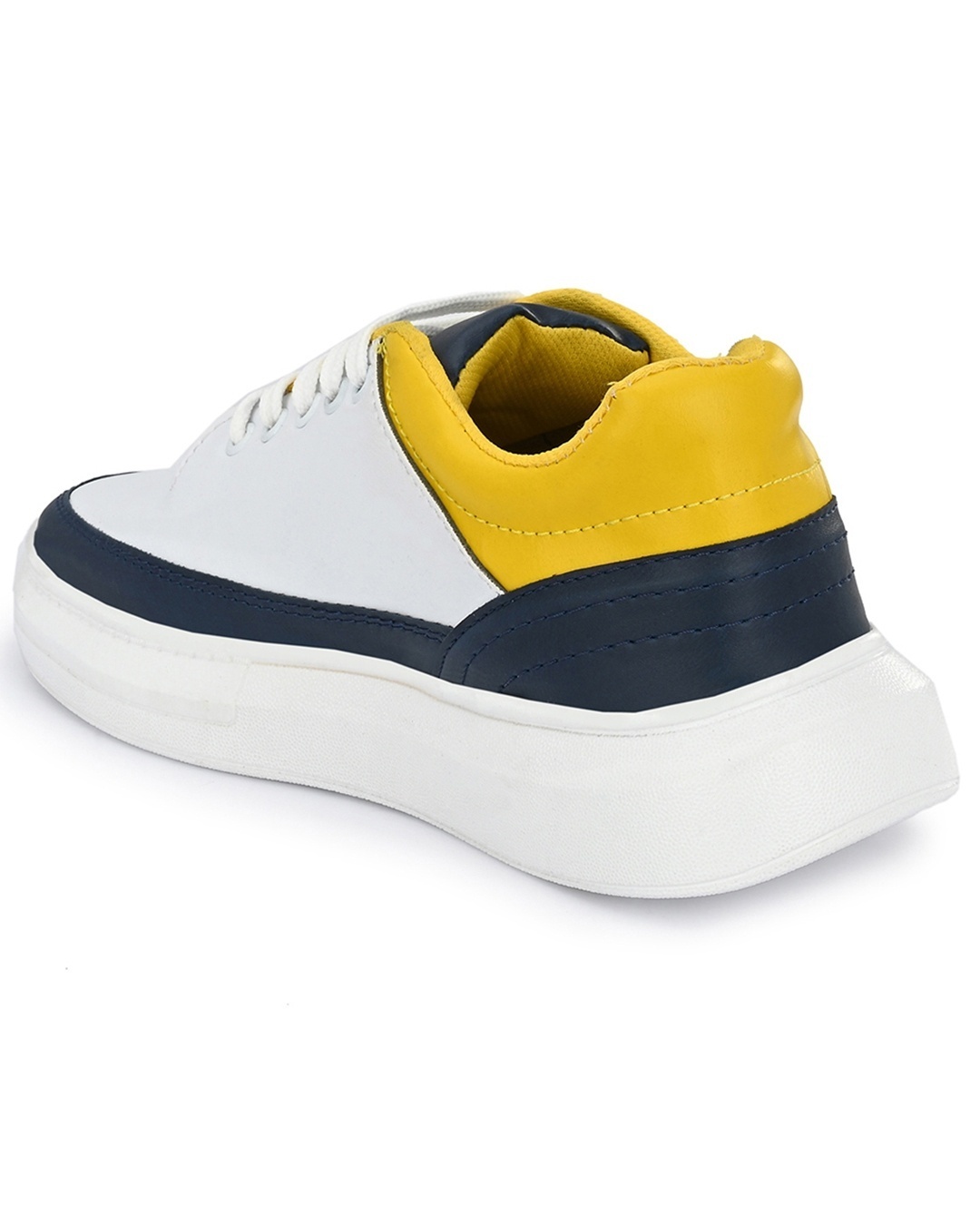 Shop Men's White & Yellow Color Block Lace-Ups Sneakers-Full