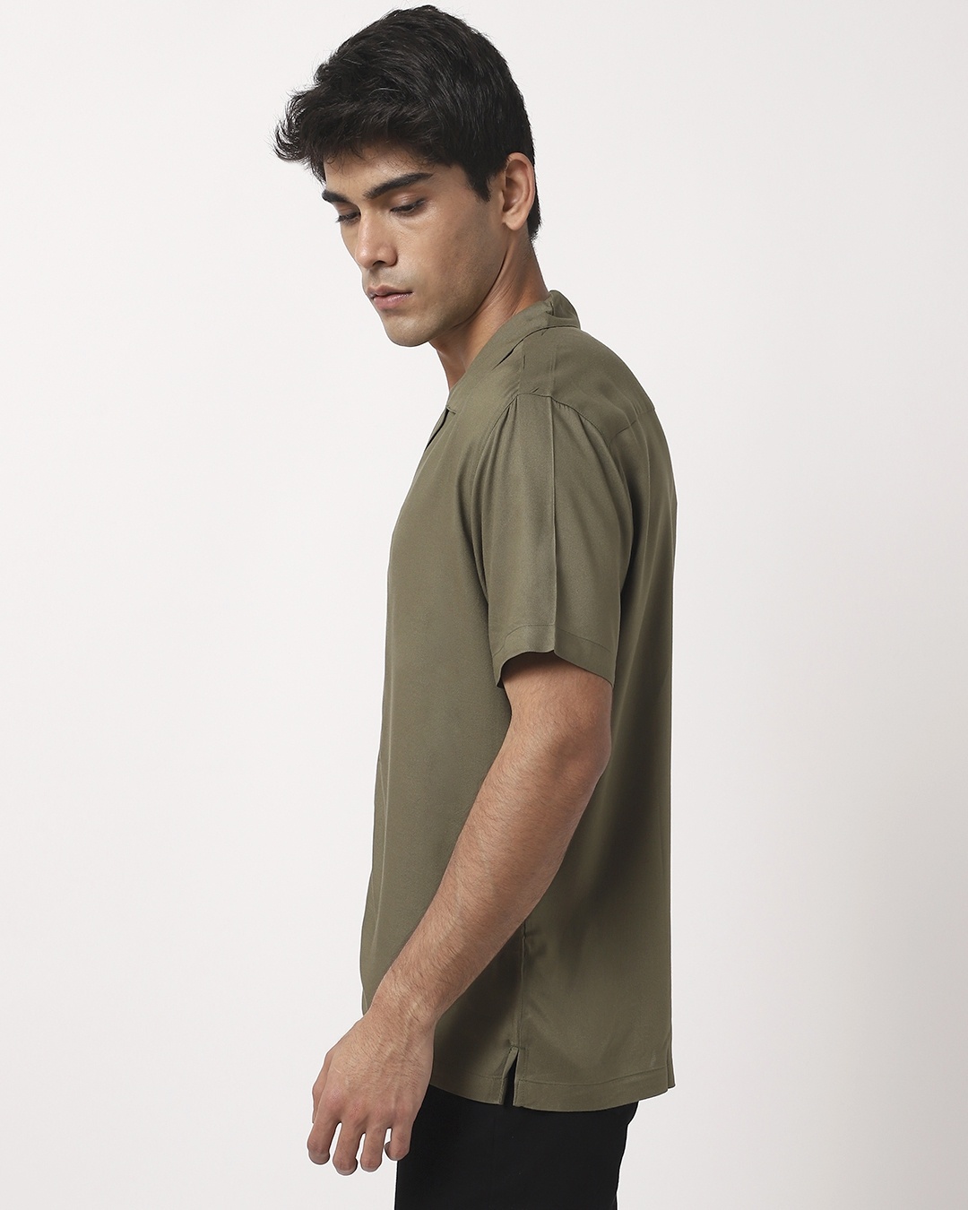 Shop Men's Winter Moss Lapel Collar Shirt-Back
