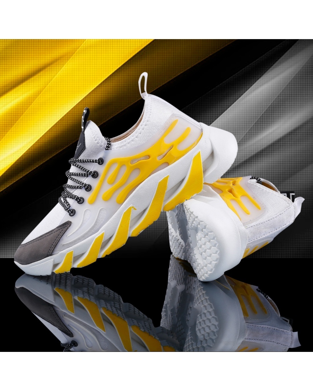 Shop Men's Yellow and White Color Block Casual Shoes-Front