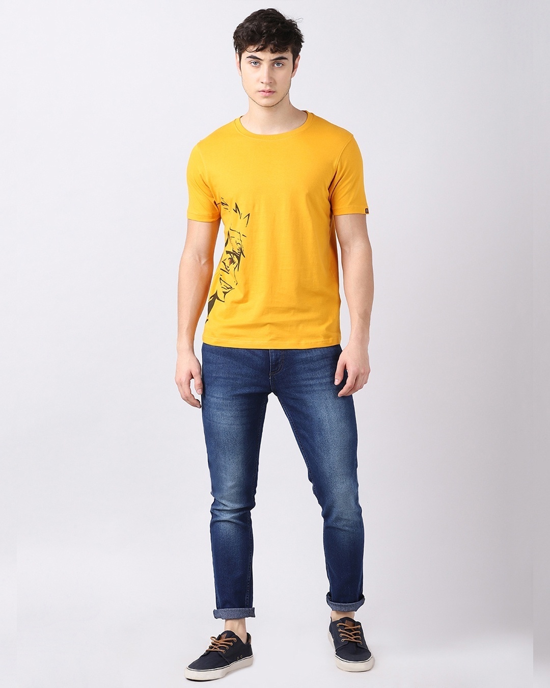 Shop Men's Yellow Anime Naruto Uzumaki Graphic Printed T-shirt