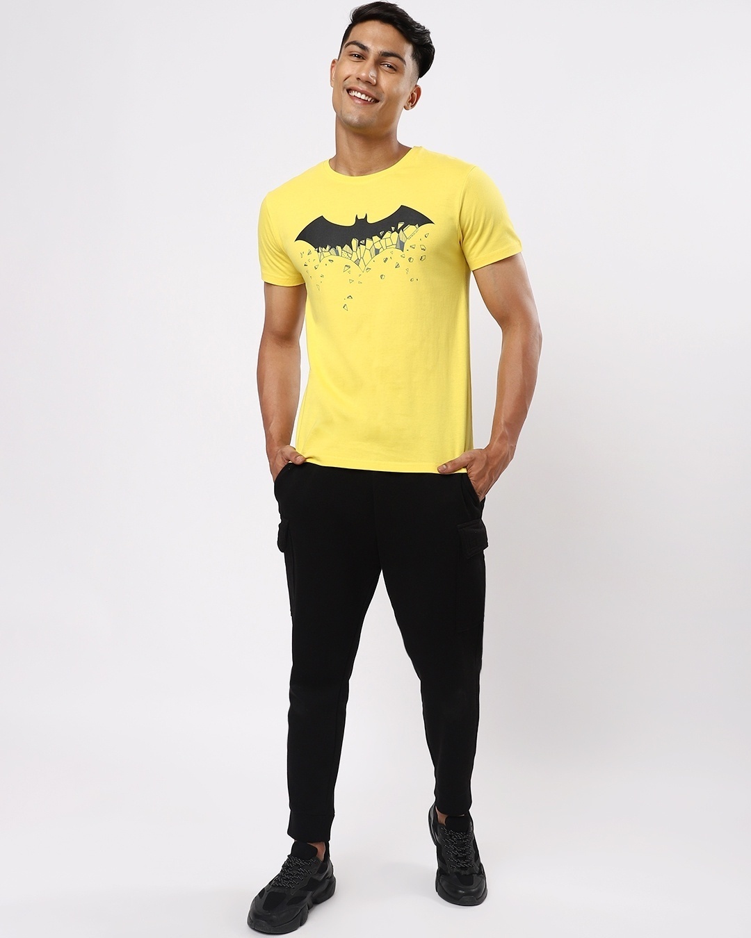 Shop Men's Yellow Batman T-shirt-Full