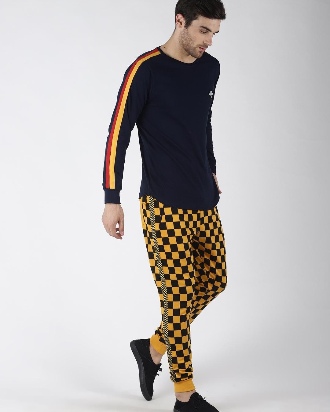 Buy Men's Yellow Checked Joggers for Men Yellow Online at Bewakoof