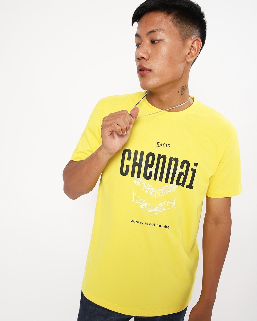 Shop Men's Yellow Chennai City Typography T-shirt-Front