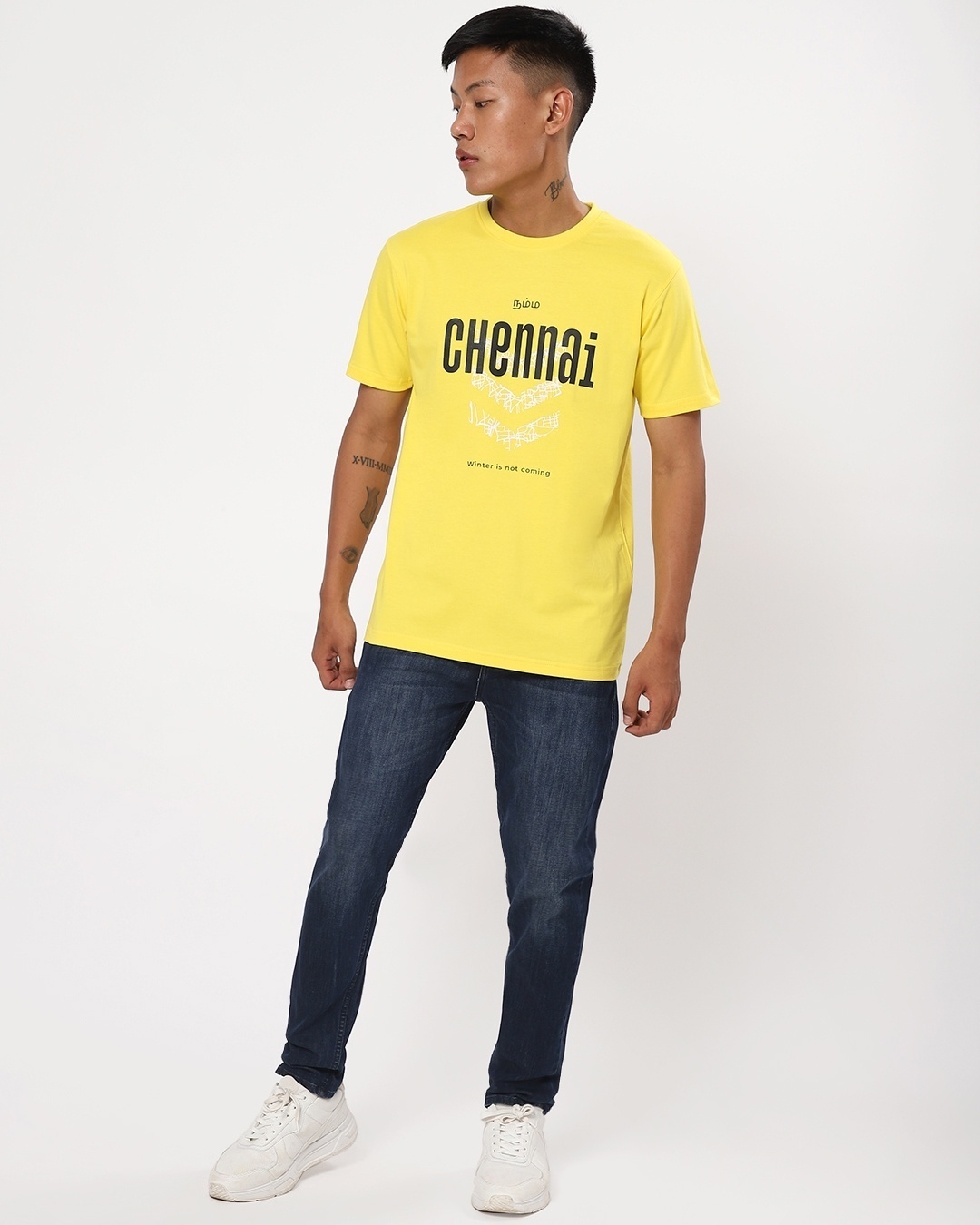 Shop Men's Yellow Chennai City Typography T-shirt