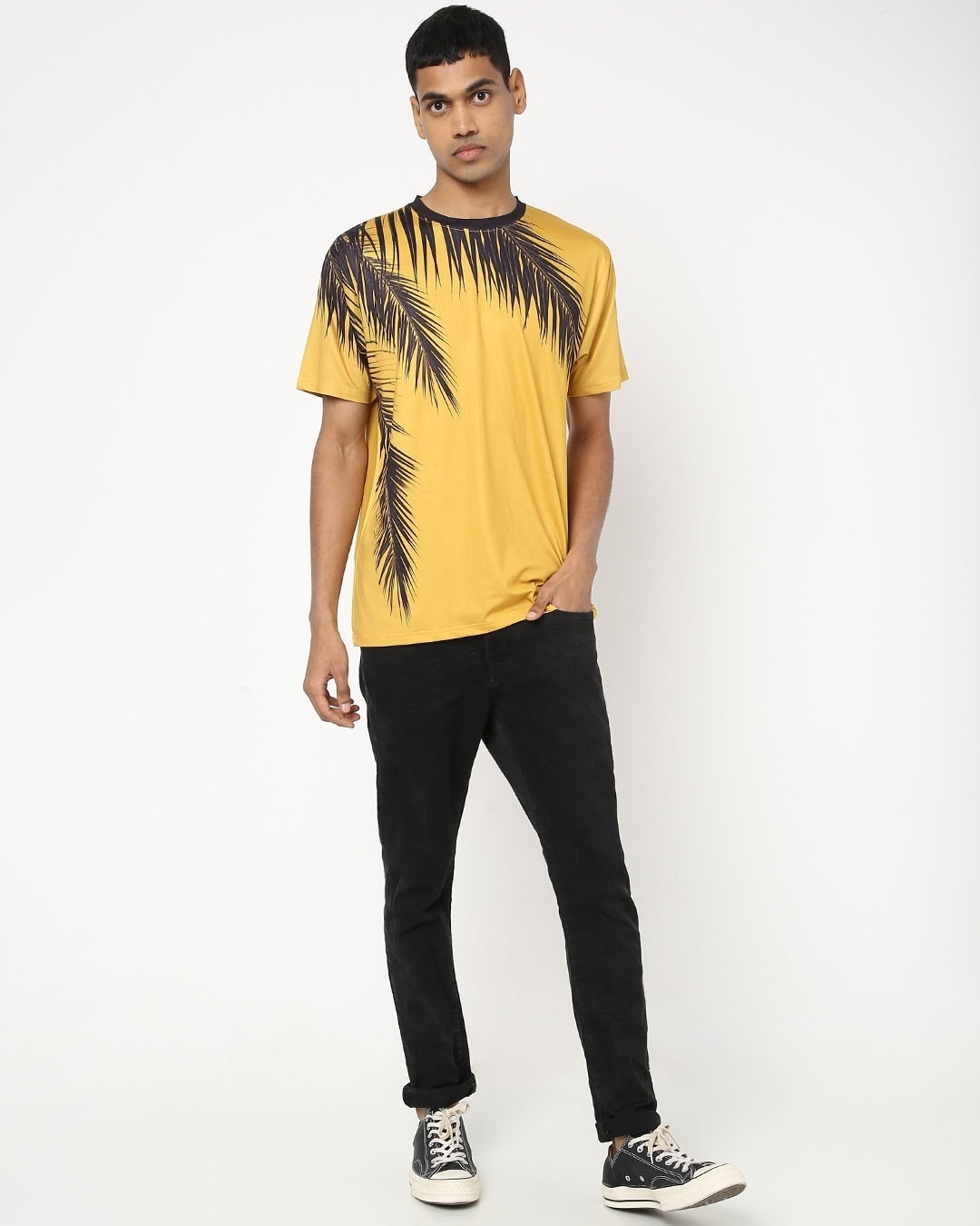 Shop Men's Yellow Cocos Palm Graphic Printed T-shirt