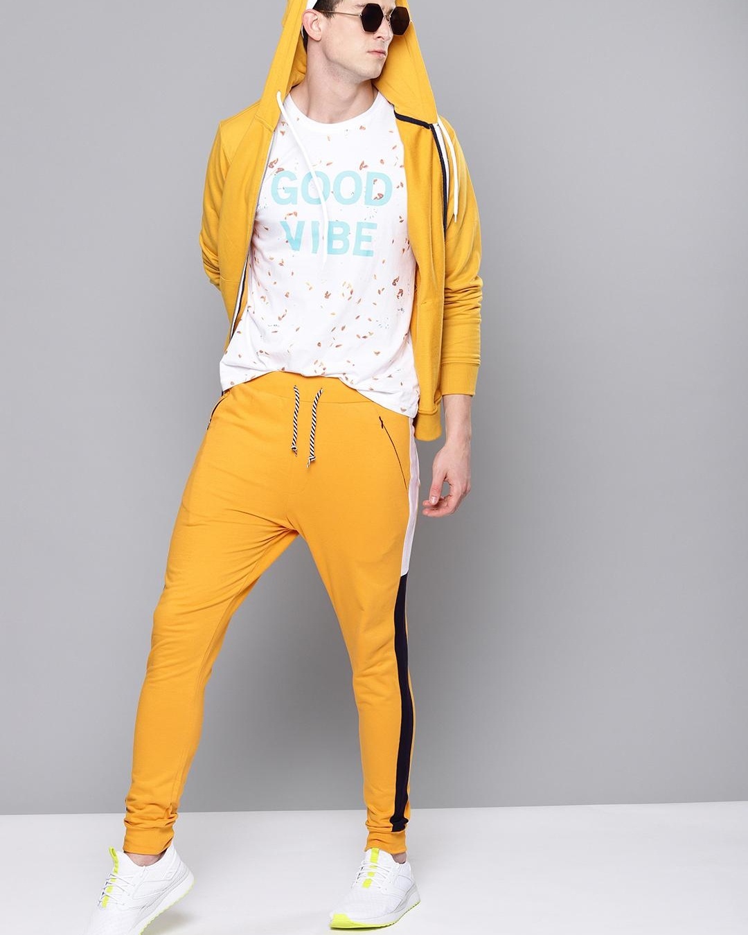 Buy Men's Yellow Color Block Joggers for Men Yellow Online at Bewakoof