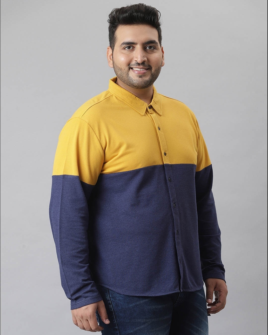 Shop Men's Yellow Colorblocked Stylish Full Sleeve Casual Shirt-Full