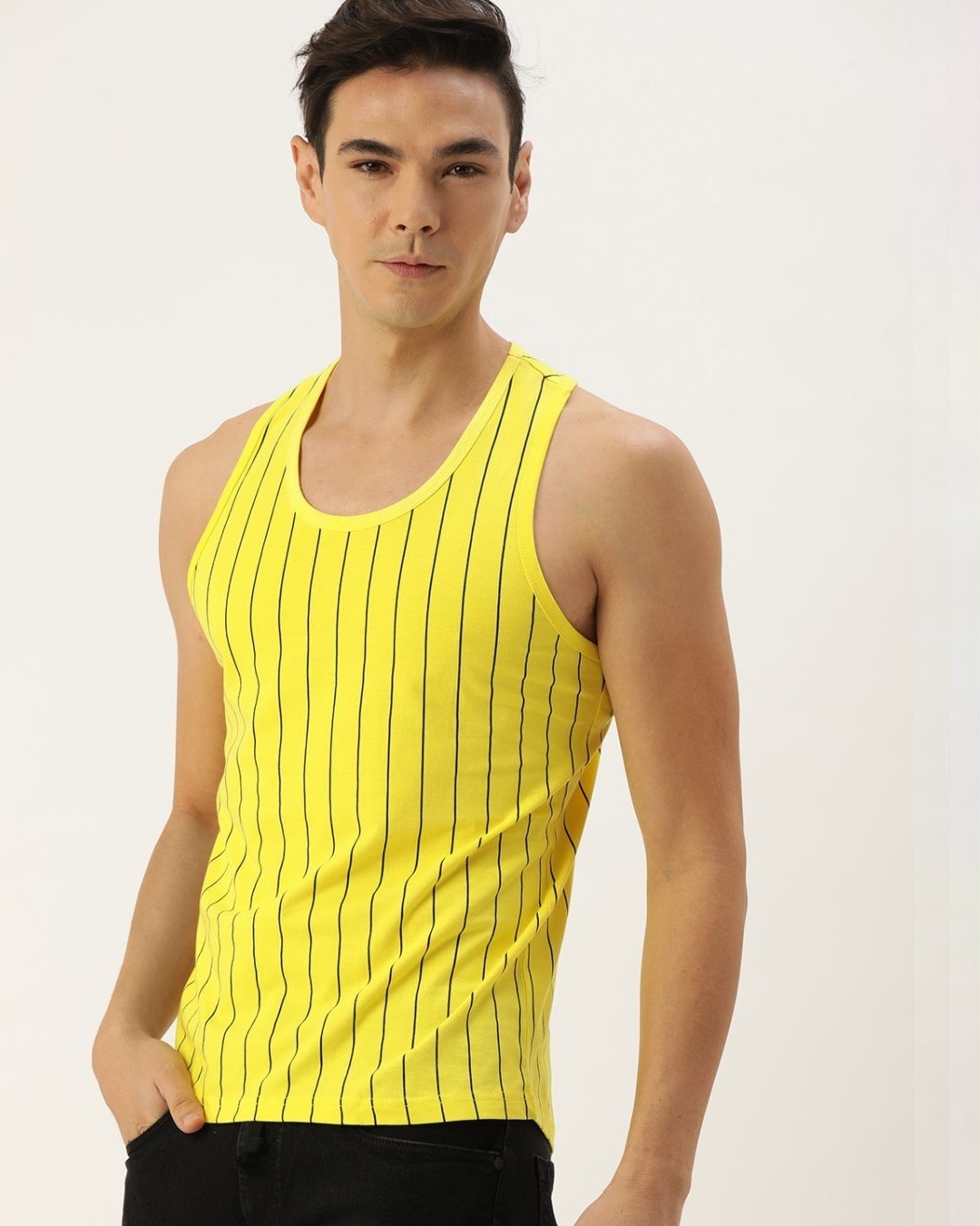 Shop Men's Yellow Colourblocked Tank Top-Design