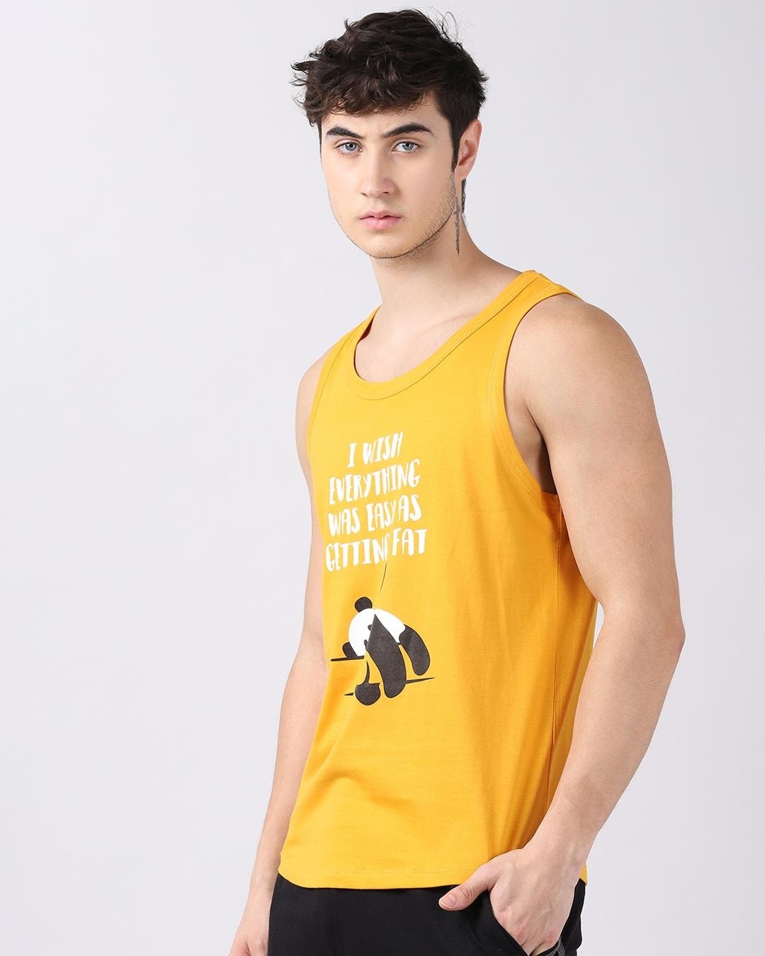 Shop Men's Yellow Graphic Printed Vest-Back