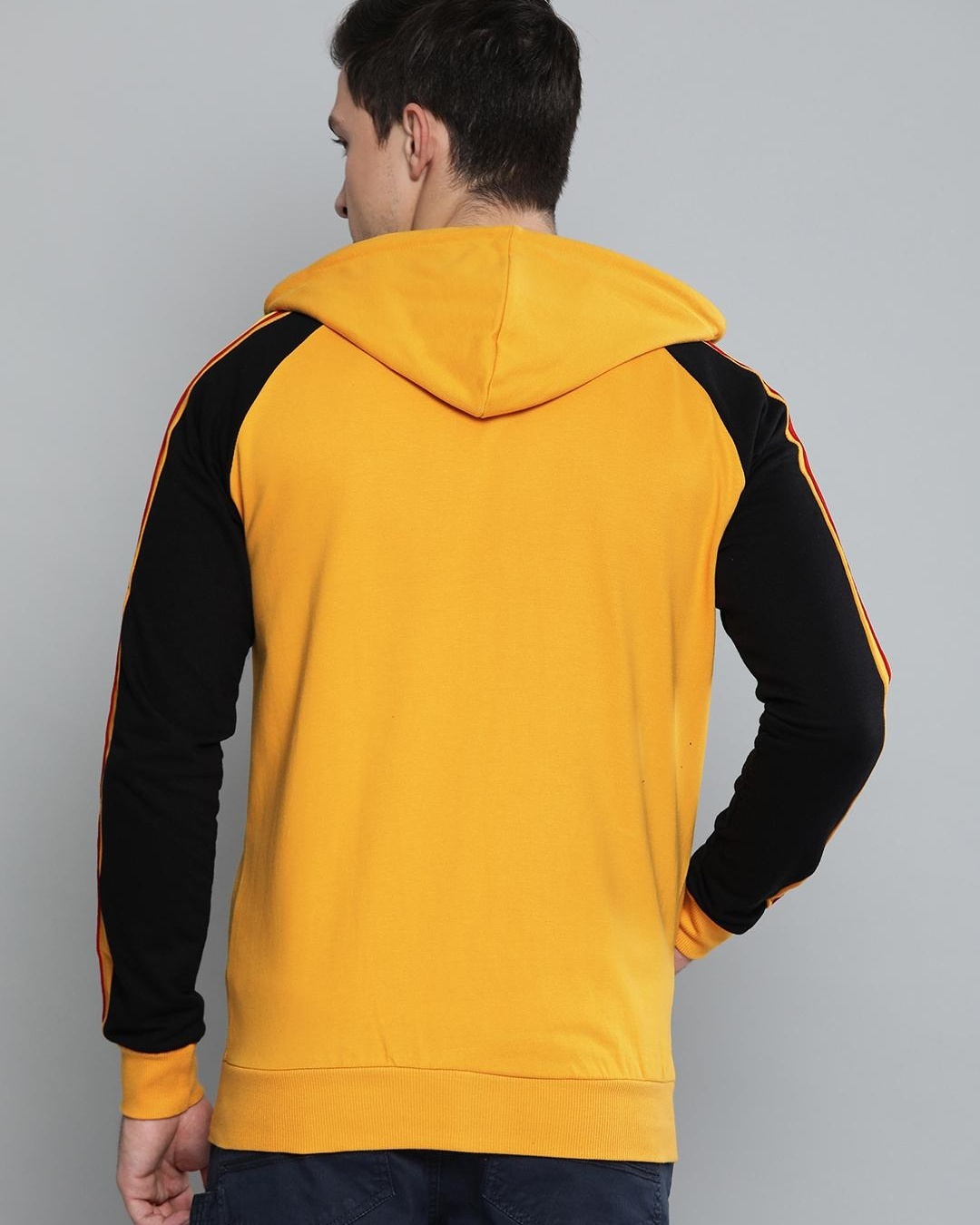 Buy Men's Yellow & Green Color Block Hoodie for Men Yellow Online at