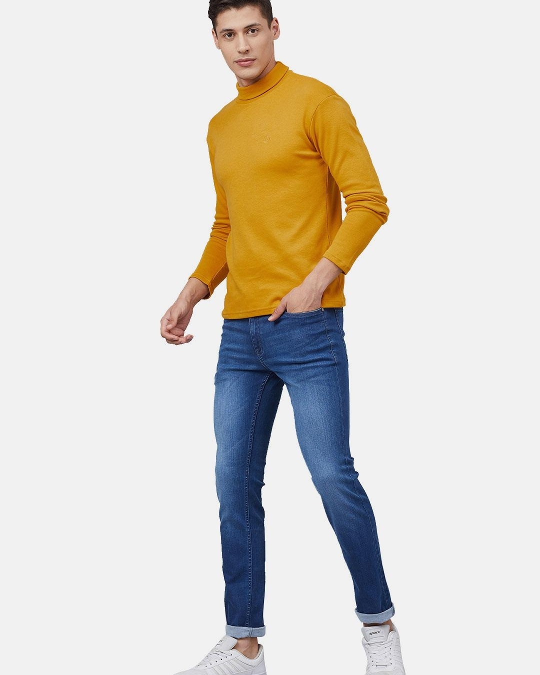 Buy Men's Yellow High Neck Tshirt for Men Yellow Online at Bewakoof