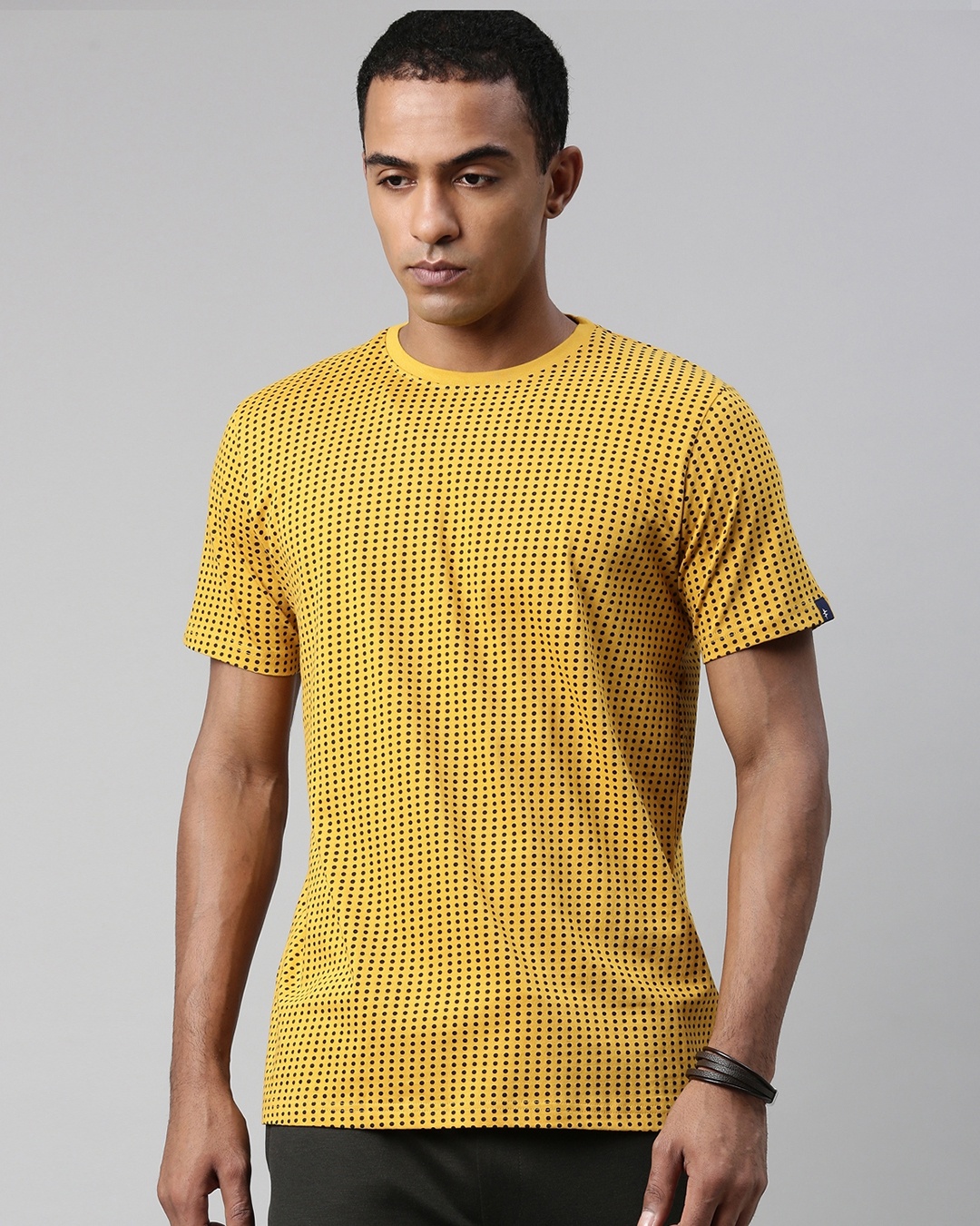 Shop Men's Yellow Regular Fit Printed T-shirt-Front