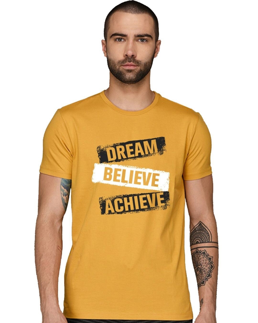 Shop Men's Yellow Regular Fit T-shirt-Front