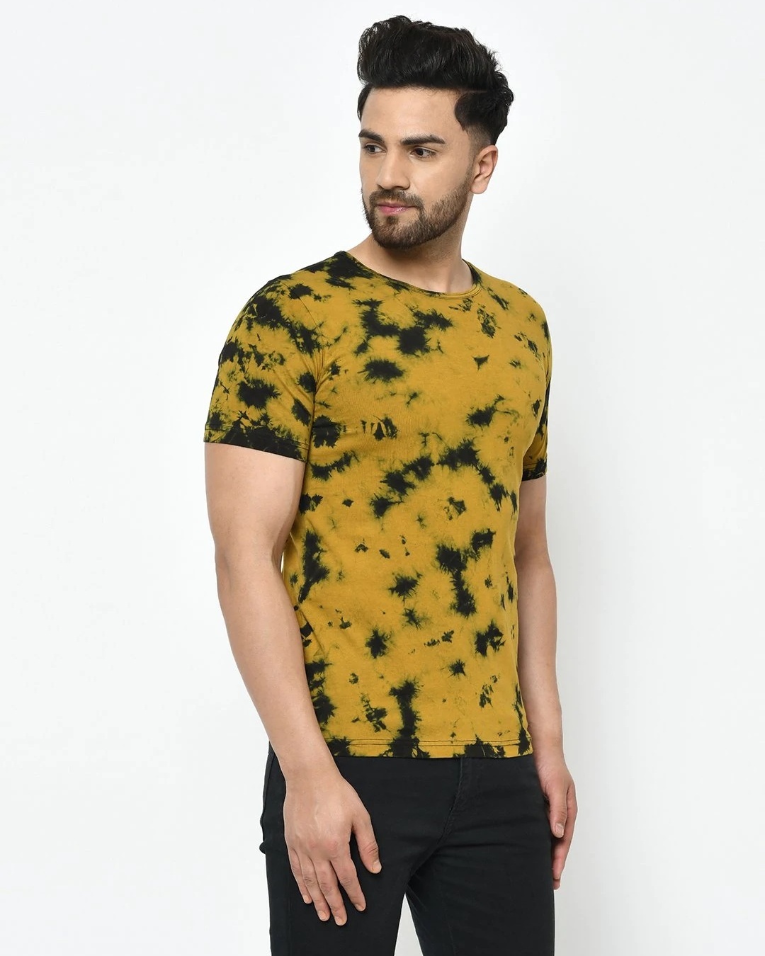 Shop Men's Yellow Tie & Dye T-shirt-Design