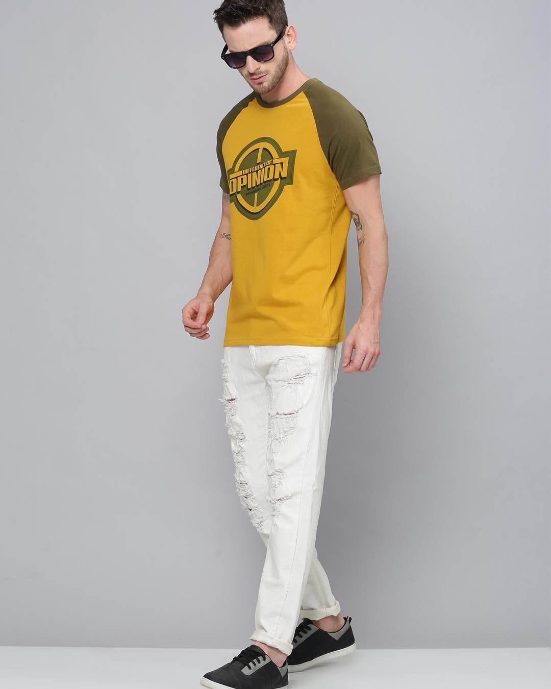 Buy Men's Yellow Color Block Tshirt for Men Yellow Online at Bewakoof