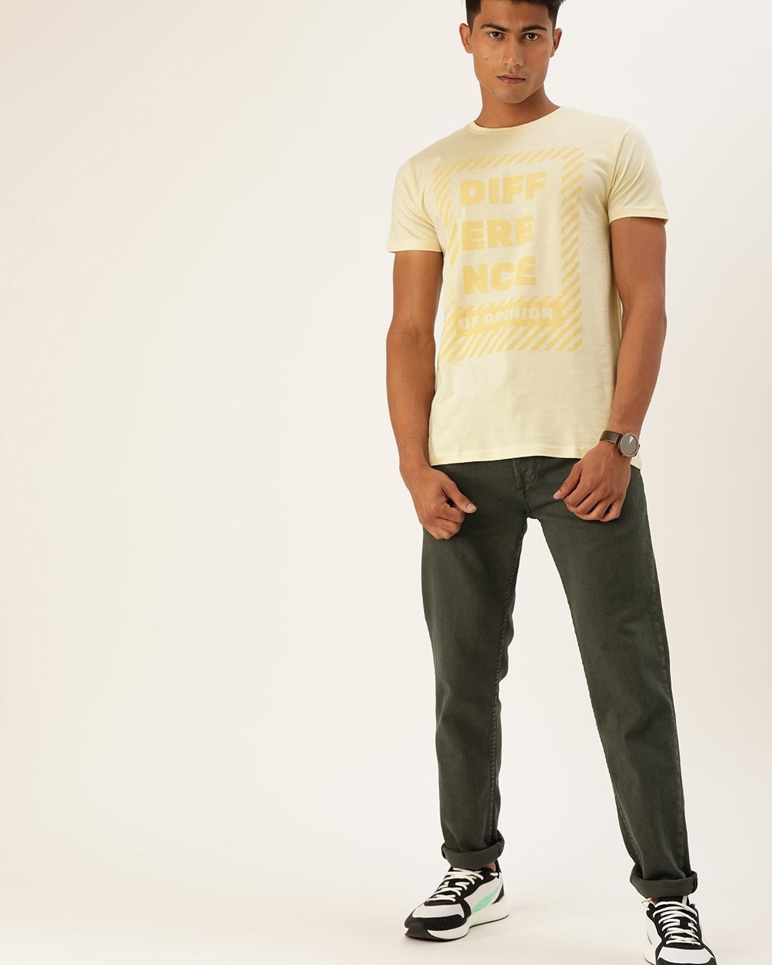 Buy Men's Yellow Typography Tshirt for Men Yellow Online at Bewakoof