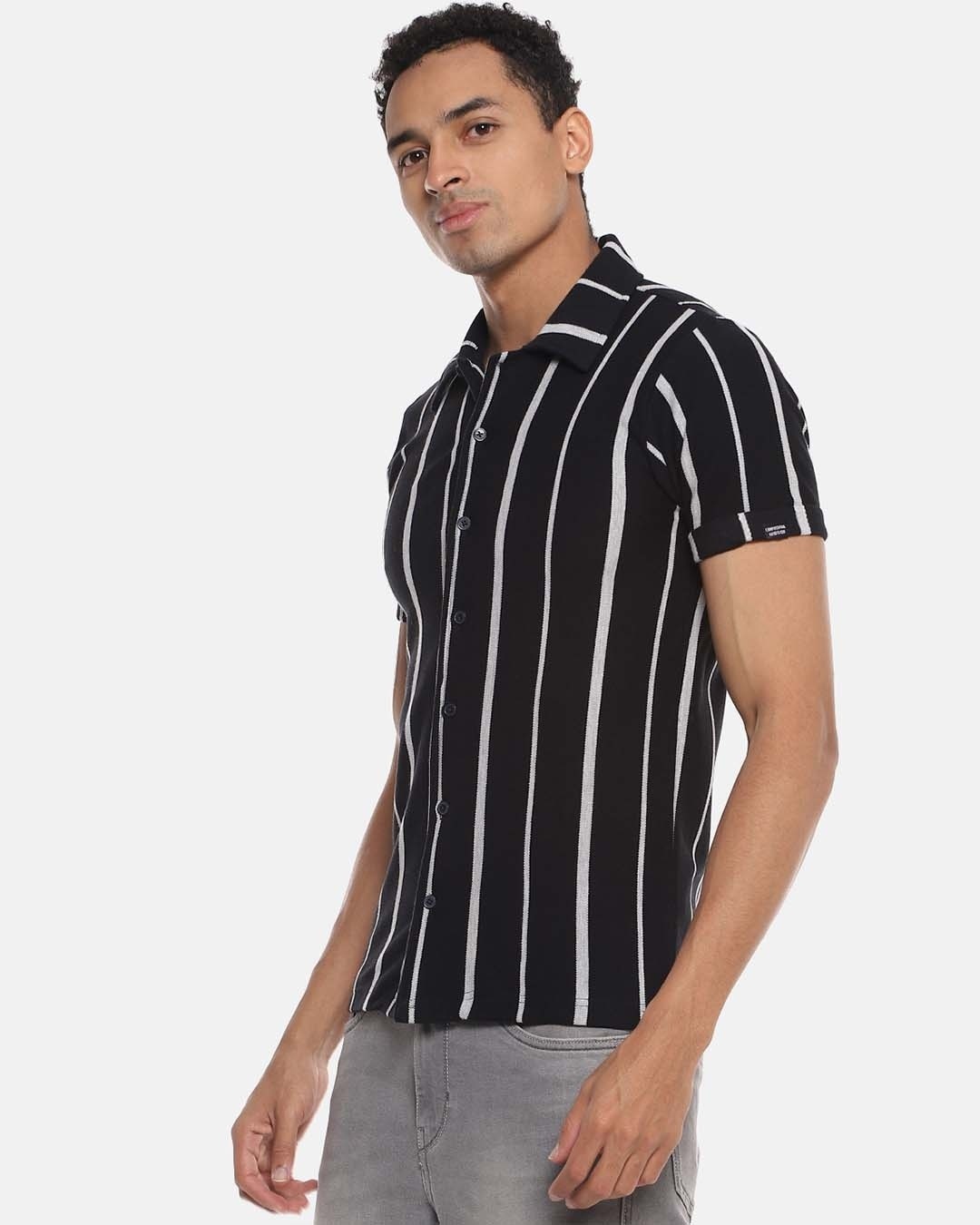 Shop Men Striped Stylish Half Sleeve Casual Shirt-Back