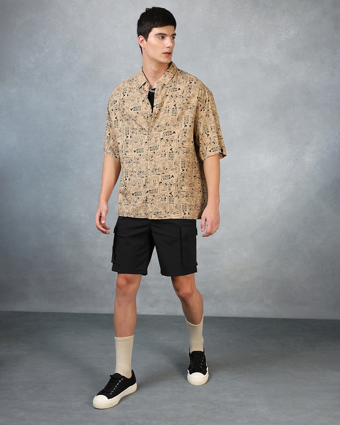 Men's Brown All Over Printed Super Loose Fit Resort Shirt