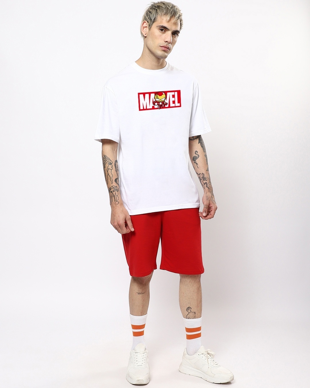 Shop Men's White Marvel Ironman Typography Oversized T-shirt-Design