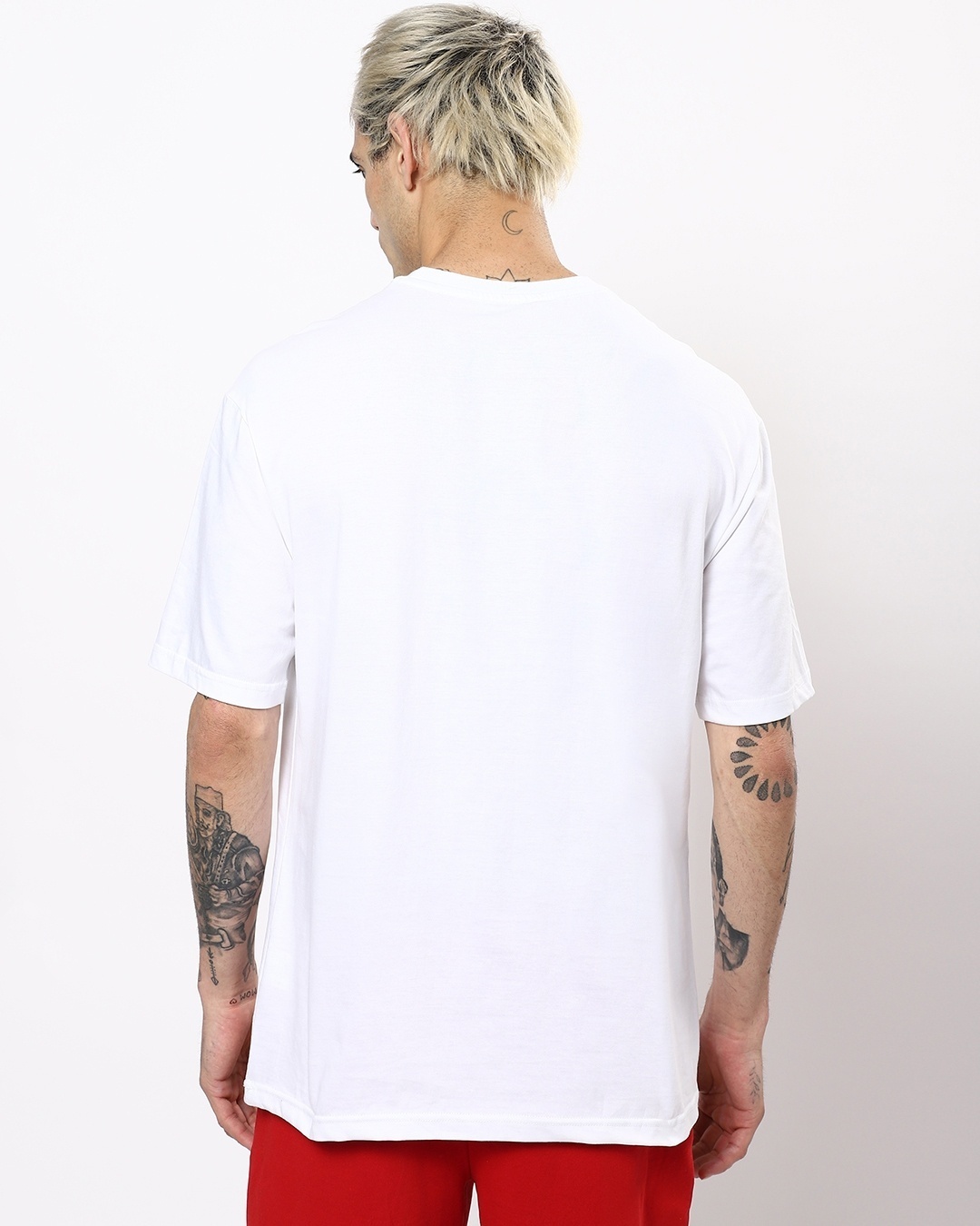 Shop Men's White Mickey Wink Graphic Printed Oversized T-shirt-Back