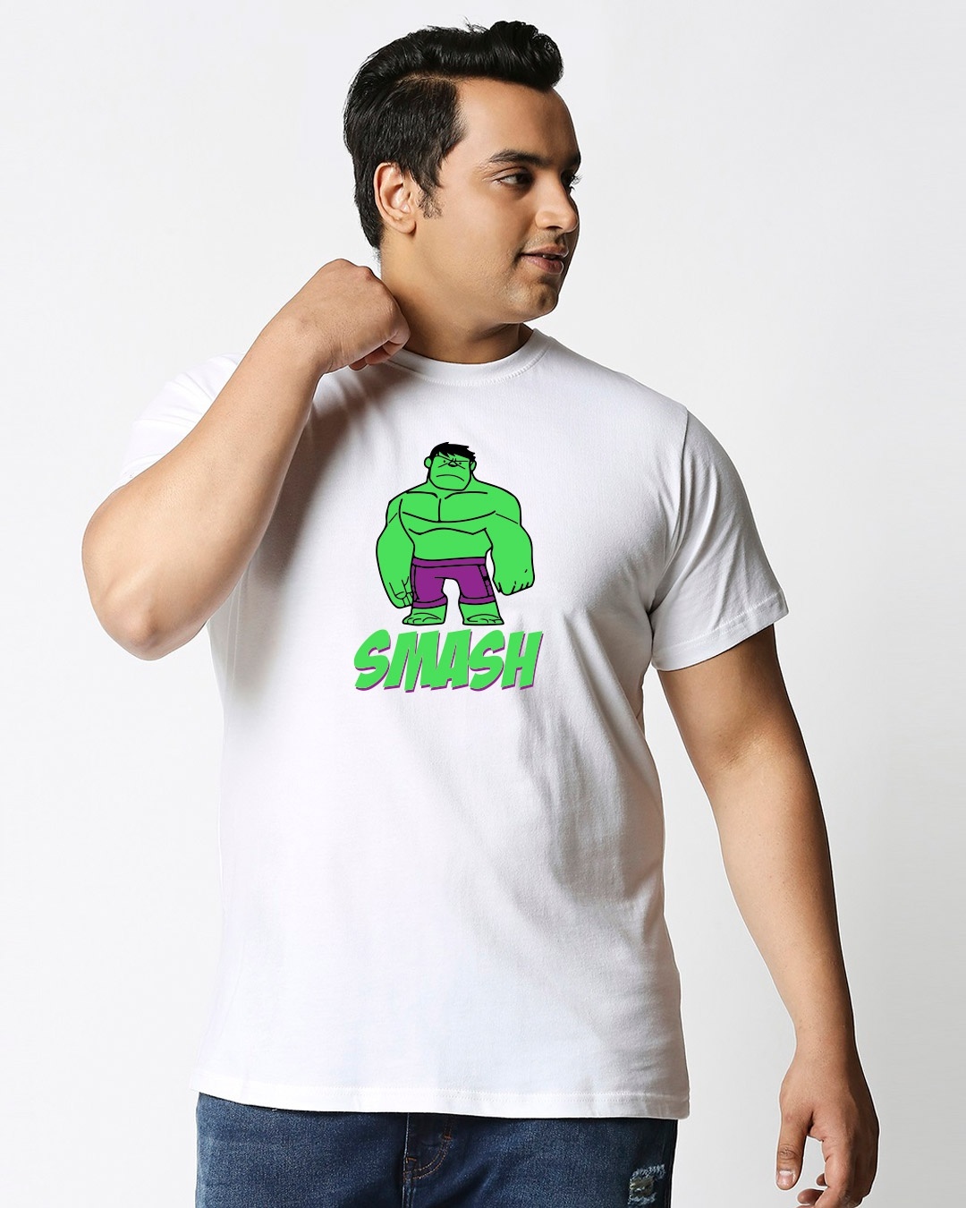 Shop Men's White Smash It (AVEGL) Graphic Printed Plus Size T-shirt-Front