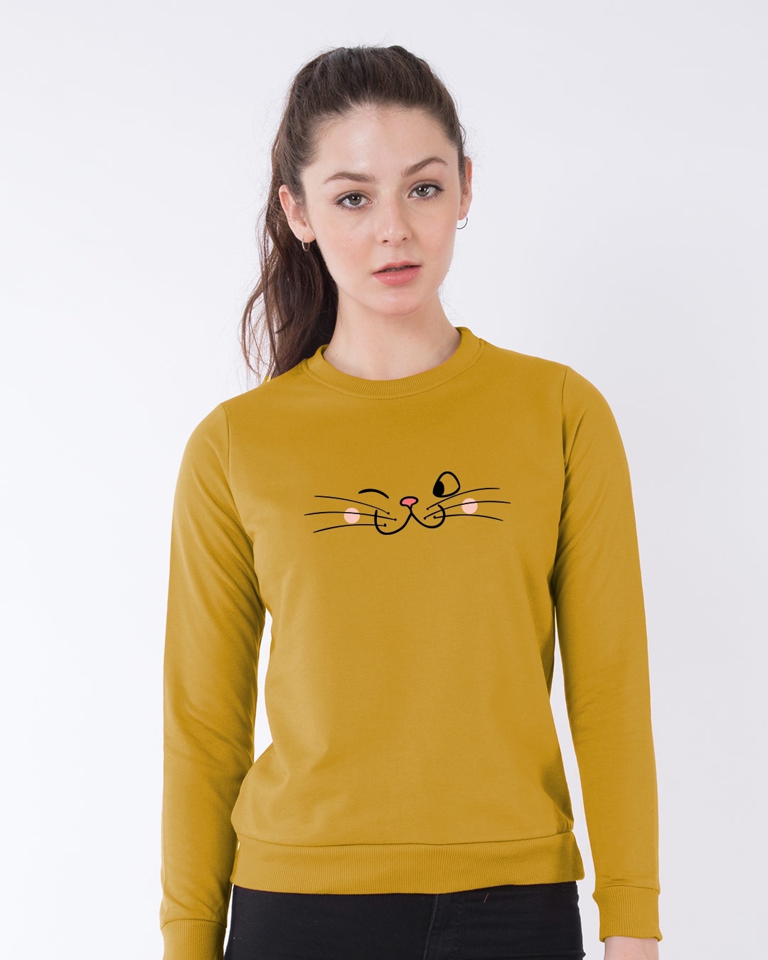 Shop Meow Expression Fleece Light Sweatshirt-Front