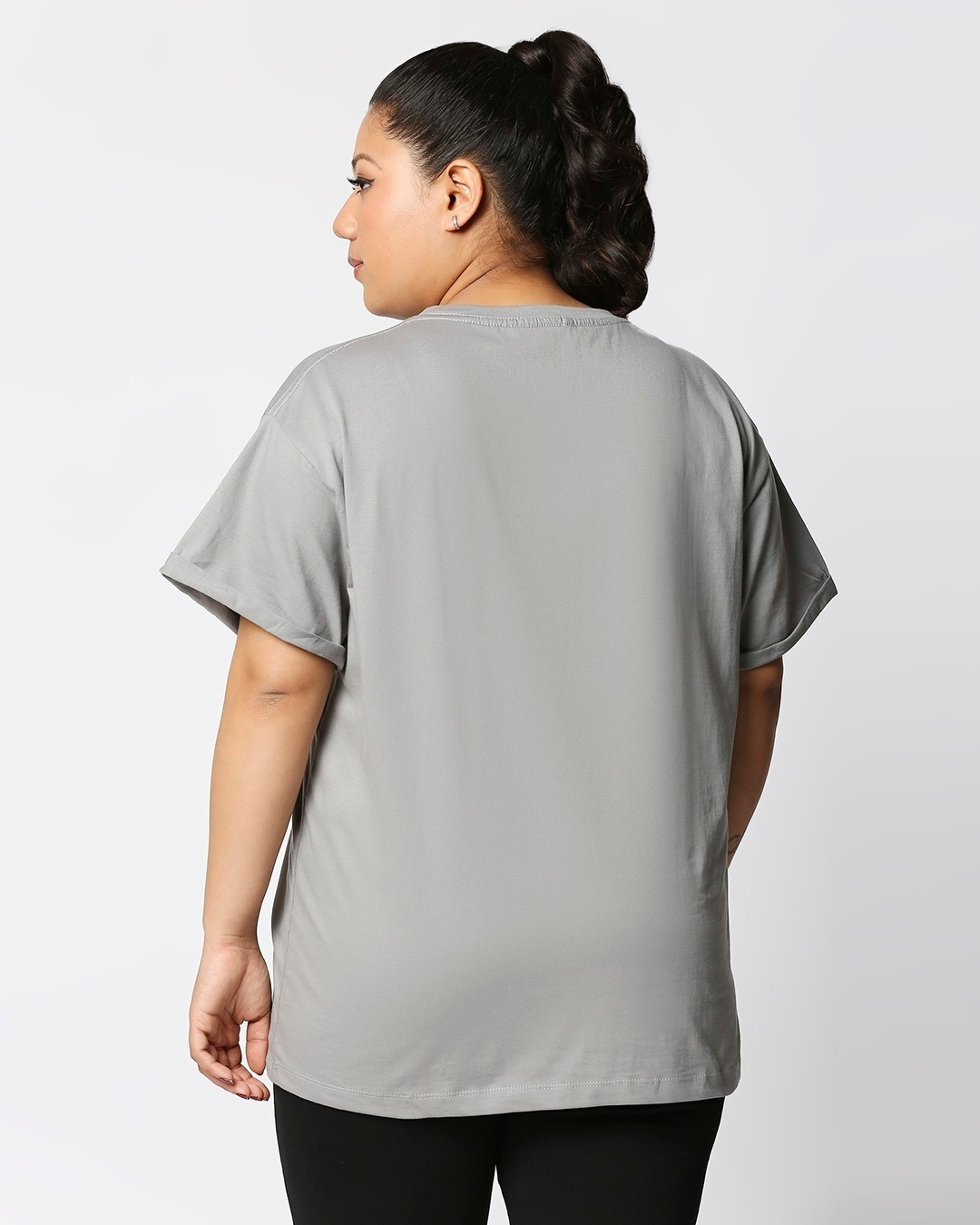 Shop Meteor Grey Boyfriend Plus Size T-Shirt-Full