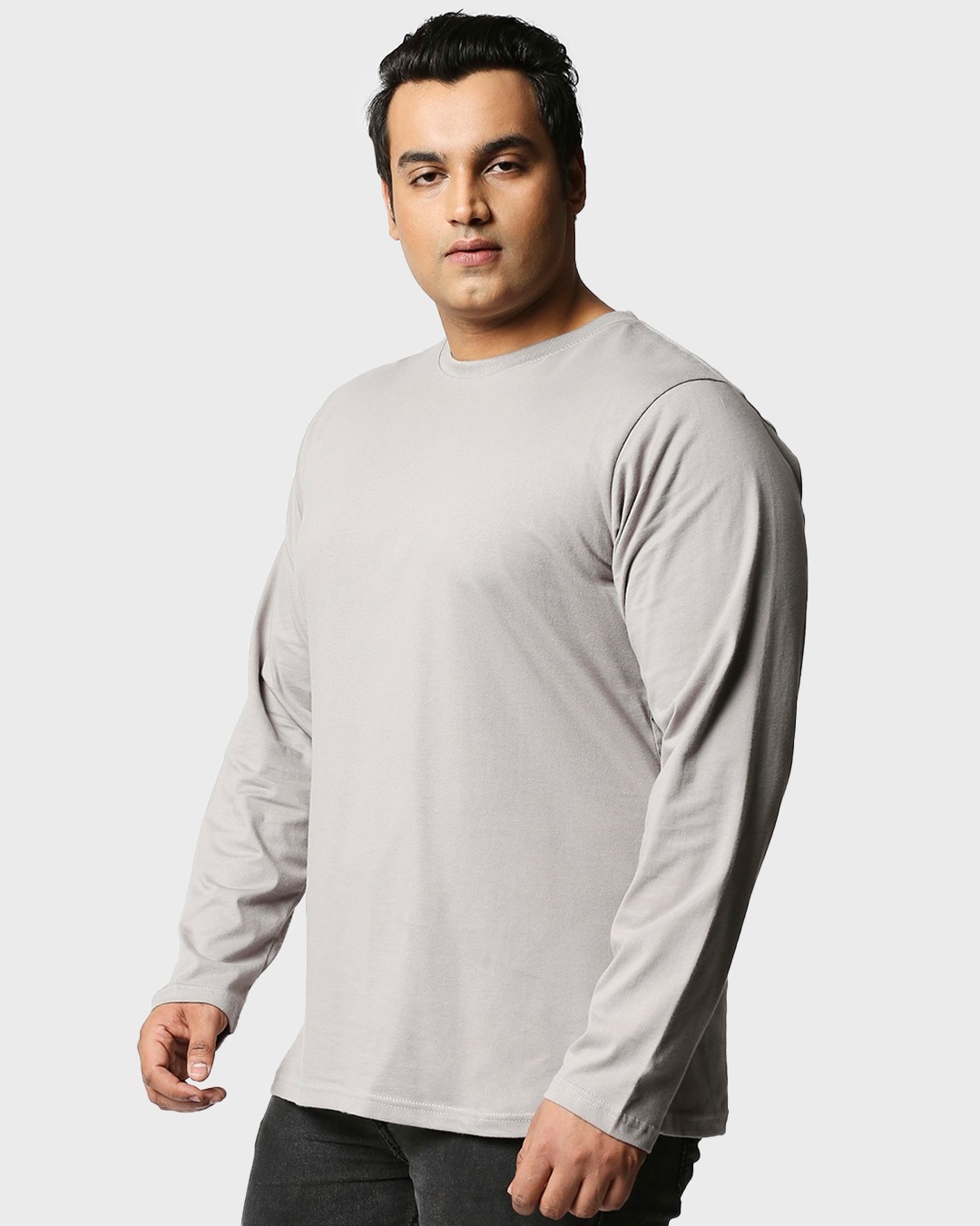 Shop Meteor Grey Plus Size Full Sleeve T-Shirt-Design
