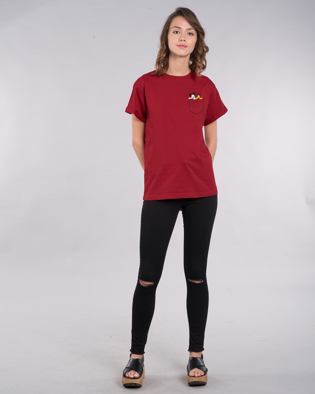 Shop Mickey And Pluto Boyfriend T-Shirt (DL)-Full
