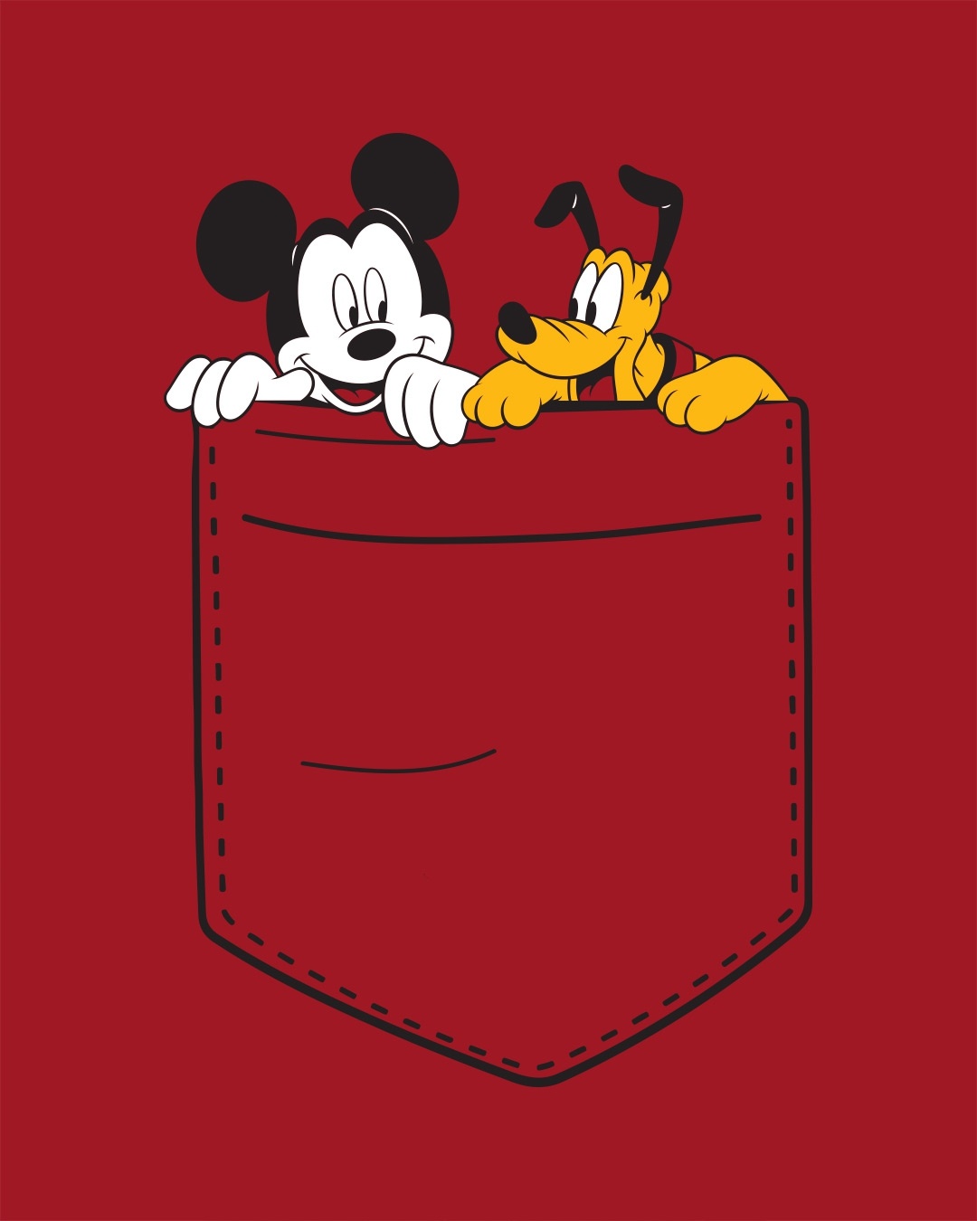 Shop Mickey And Pluto Round Neck 3/4th Sleeve T-Shirt (DL)
