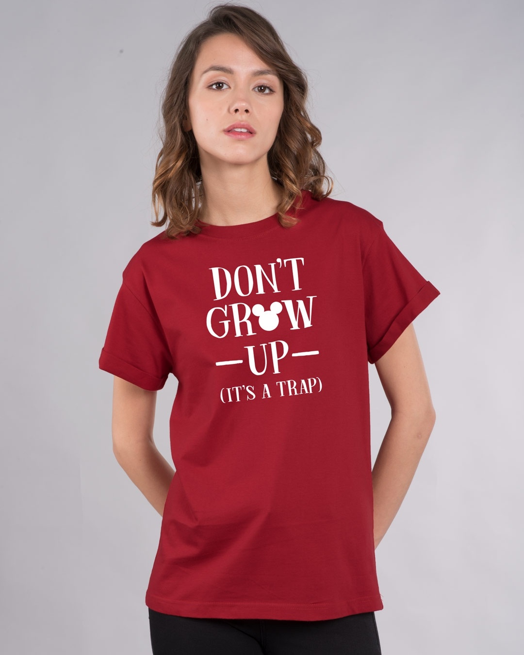 Shop Mickey Don't Grow Up Boyfriend T-Shirt (DL)-Front