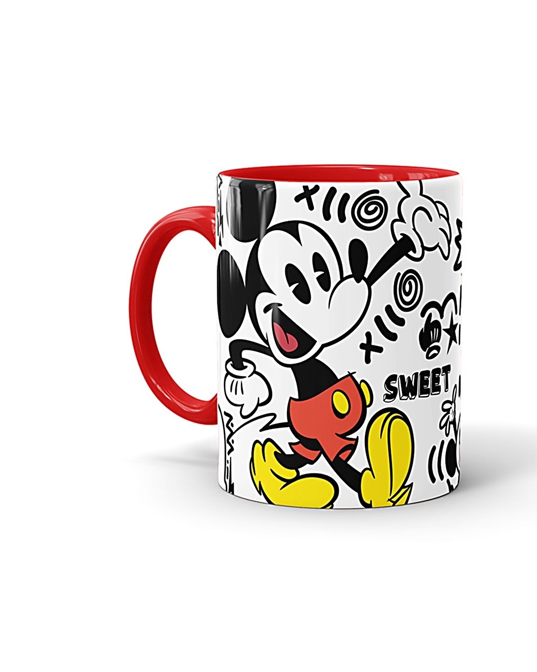Shop Mickey Graffiti Ceramic Mug,  (320ml, Red, Single Piece)-Front