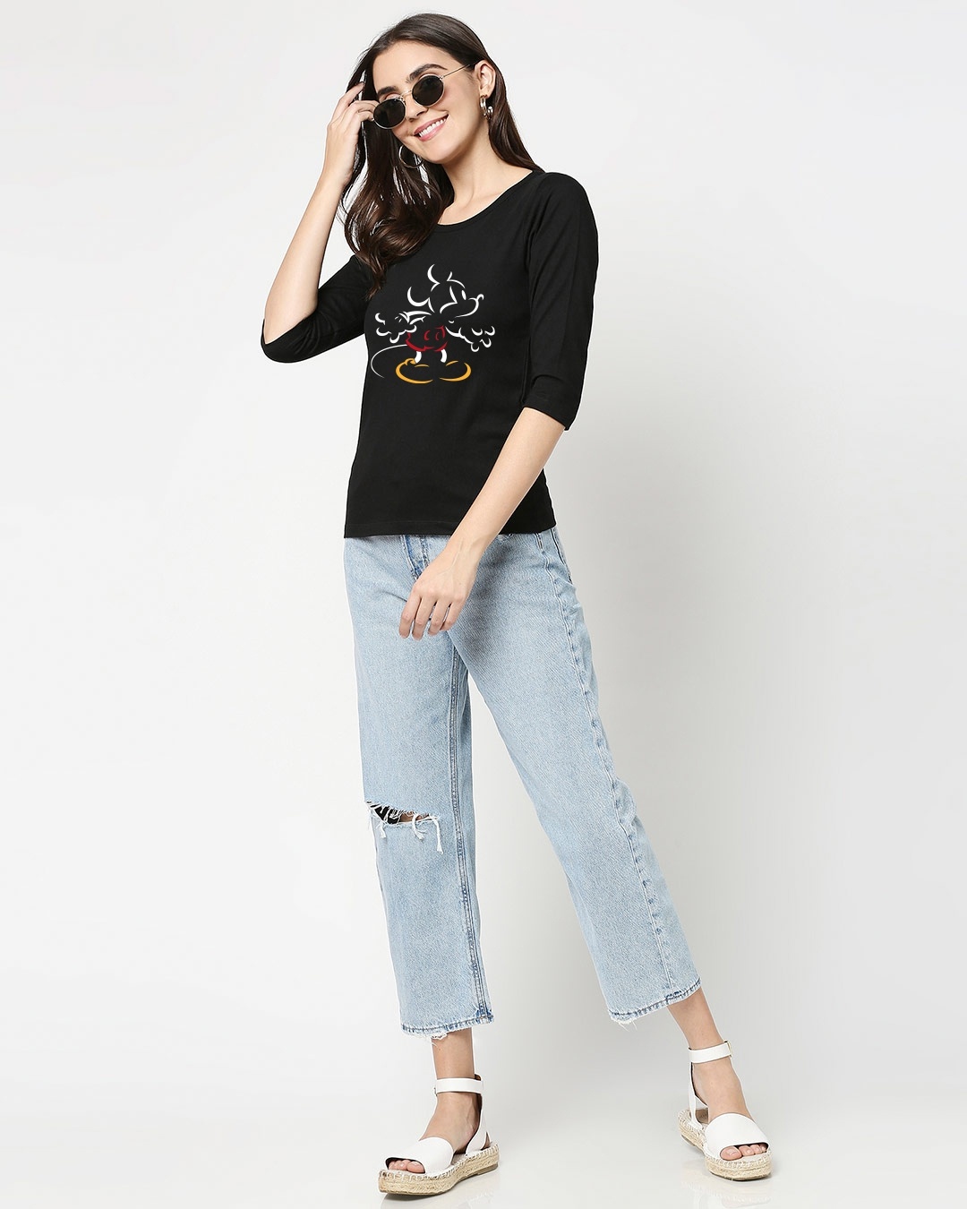 Shop Mickey Looks 3-4 Sleeve Slim Fit T-Shirt-Design