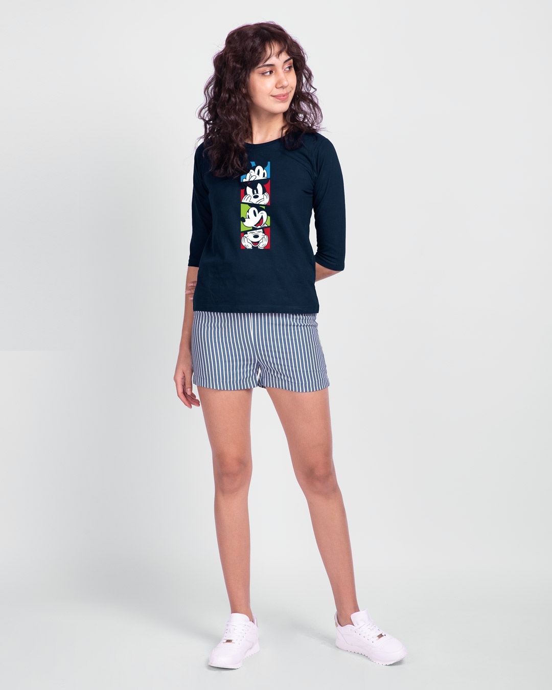 Shop Mickey Pop Block (DL) 3/4 Sleeve Slim Fit T-Shirt-Full