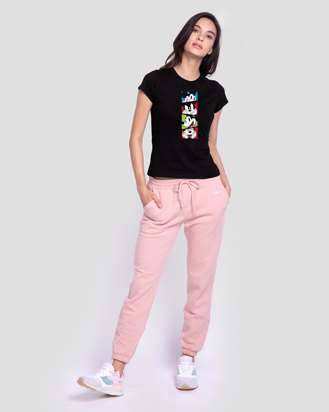 Shop Mickey Pop Block Half Sleeve Printed T-Shirt (DL) Black-Full