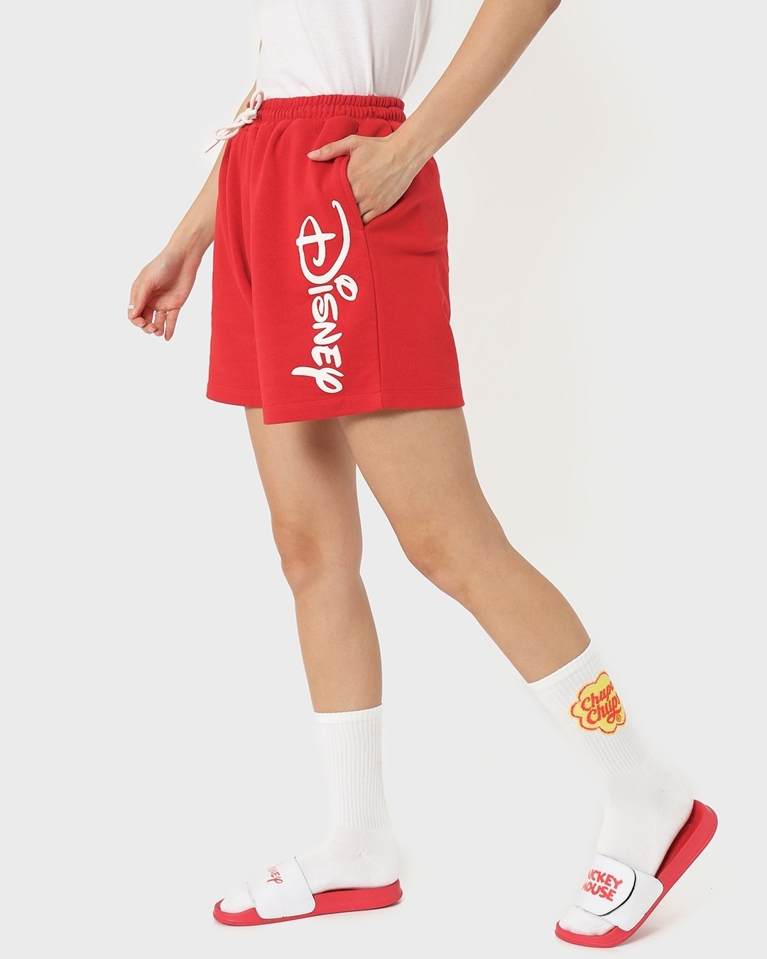 Shop Women's Red Disney Typography Flared Shorts-Design