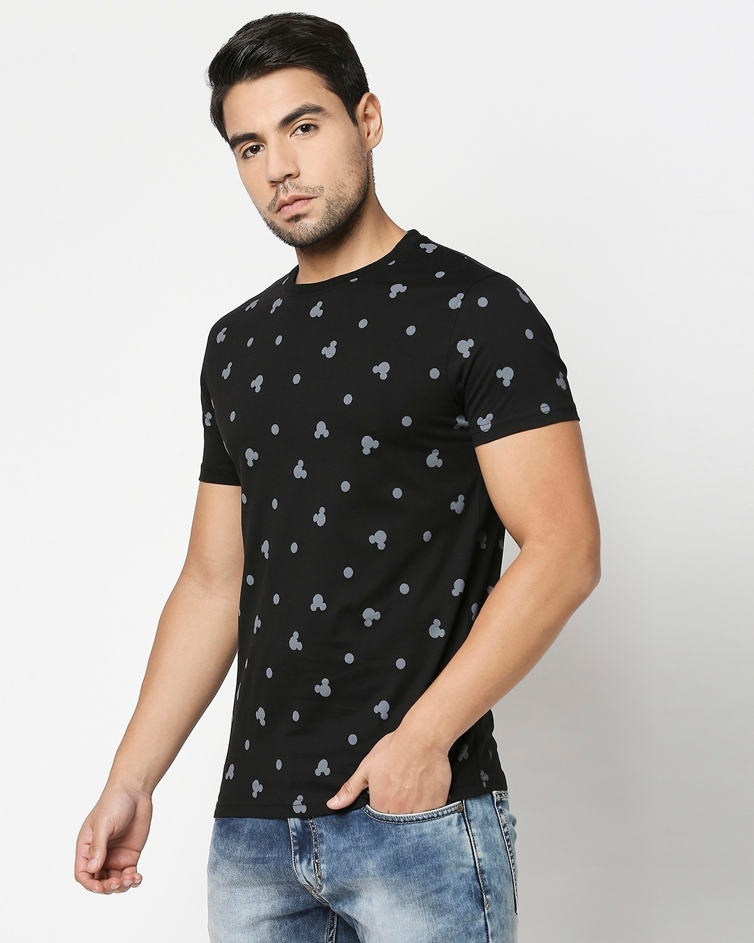 Shop Mickey Silhouette Half Sleeves AOP T-Shirt(DL)-Design