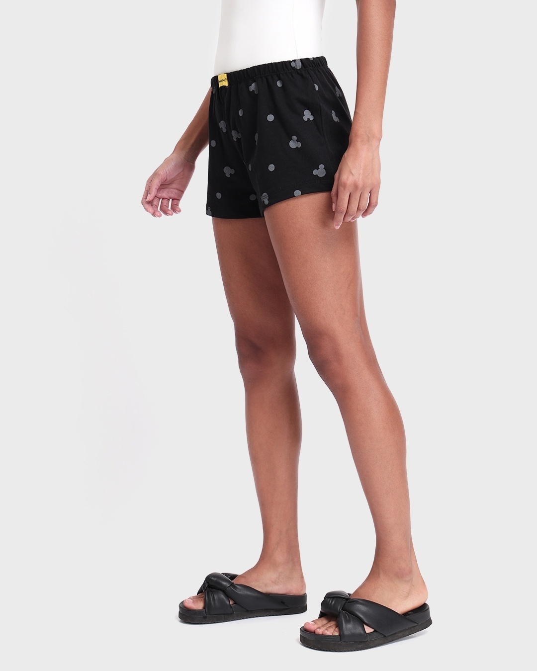 Shop Women's Black All Over Mickey Printed Shorts-Back