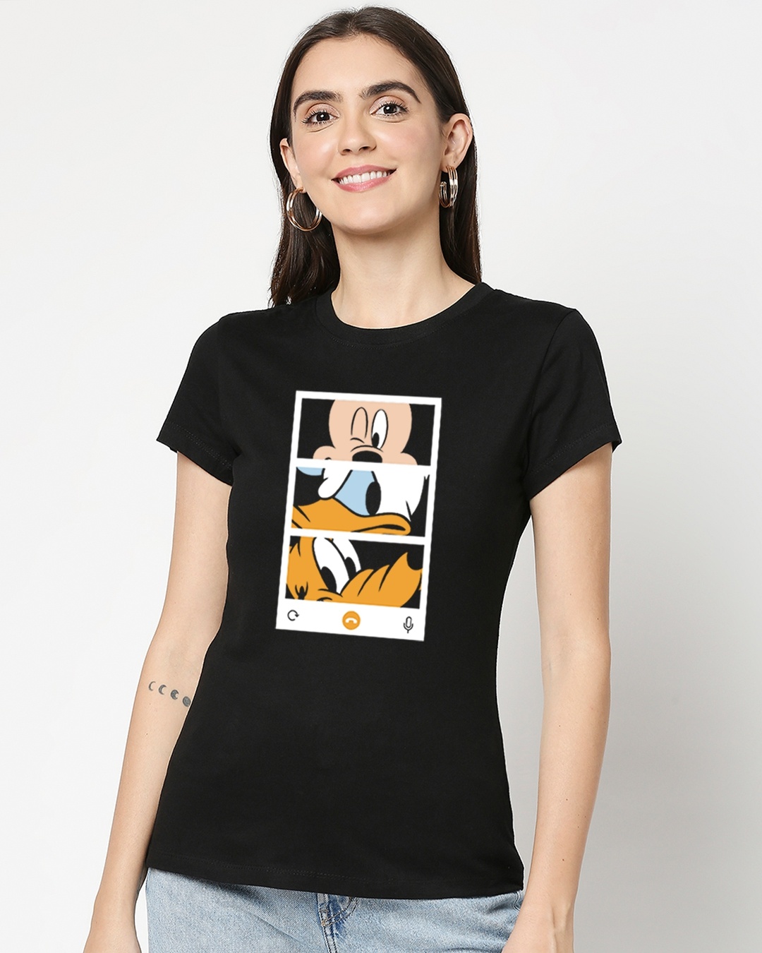 Shop Women's Mickey Trio Call Slim Fit T-shirt-Front