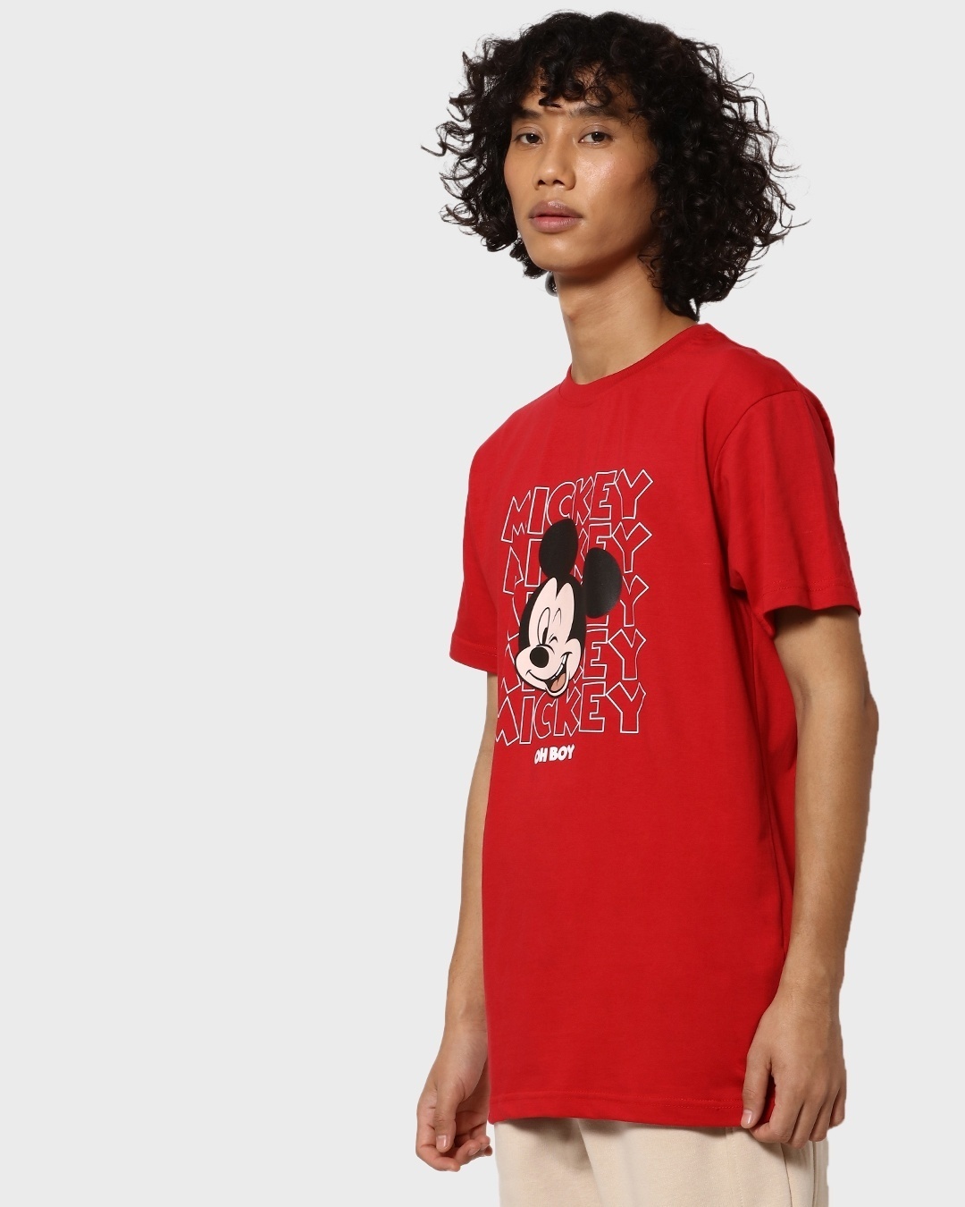 Shop Men's Red Mickey Wink Graphic Printed T-shirt-Back