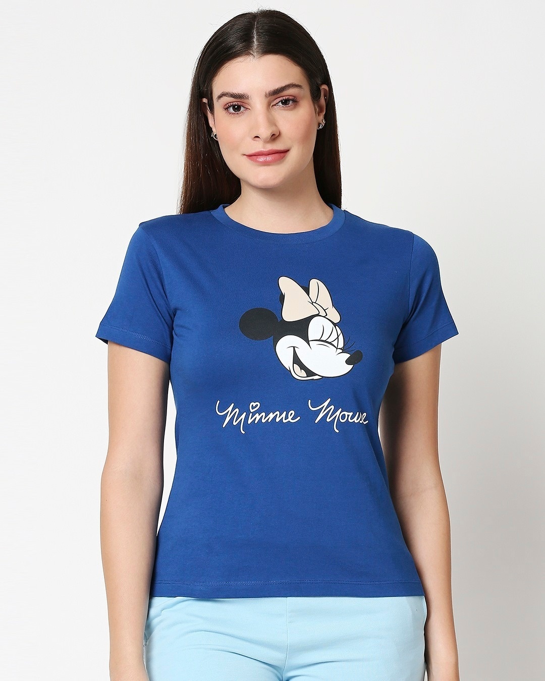 Shop Minnie Blue Half sleeve T-Shirt (DL)-Back