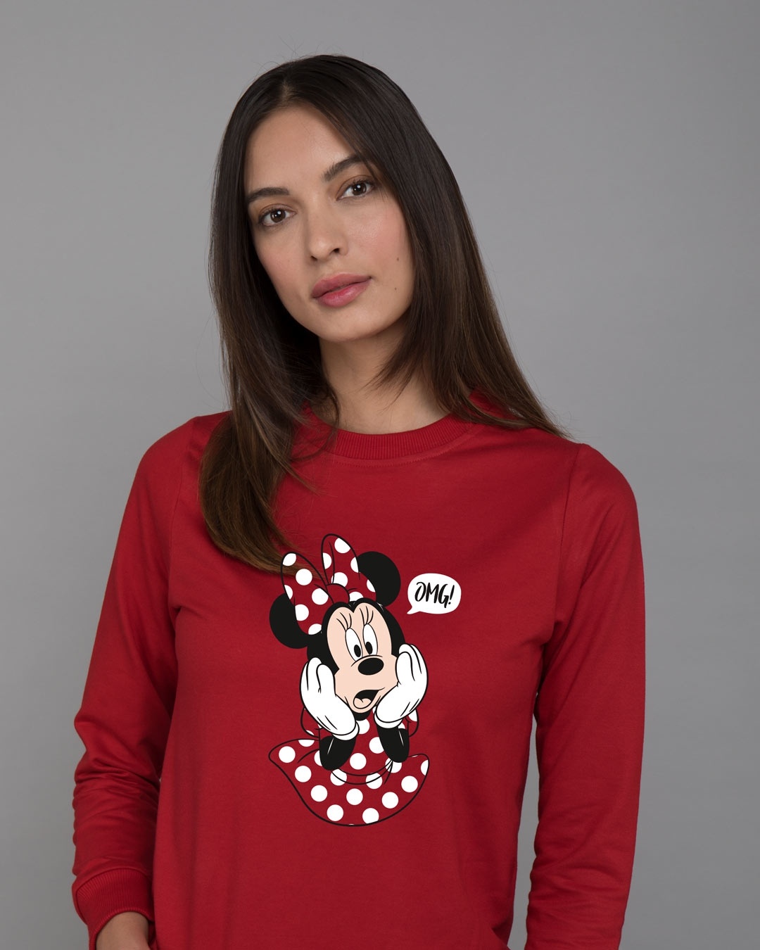 Shop Minnie Says Omg Fleece Light Sweatshirts (DL)-Front
