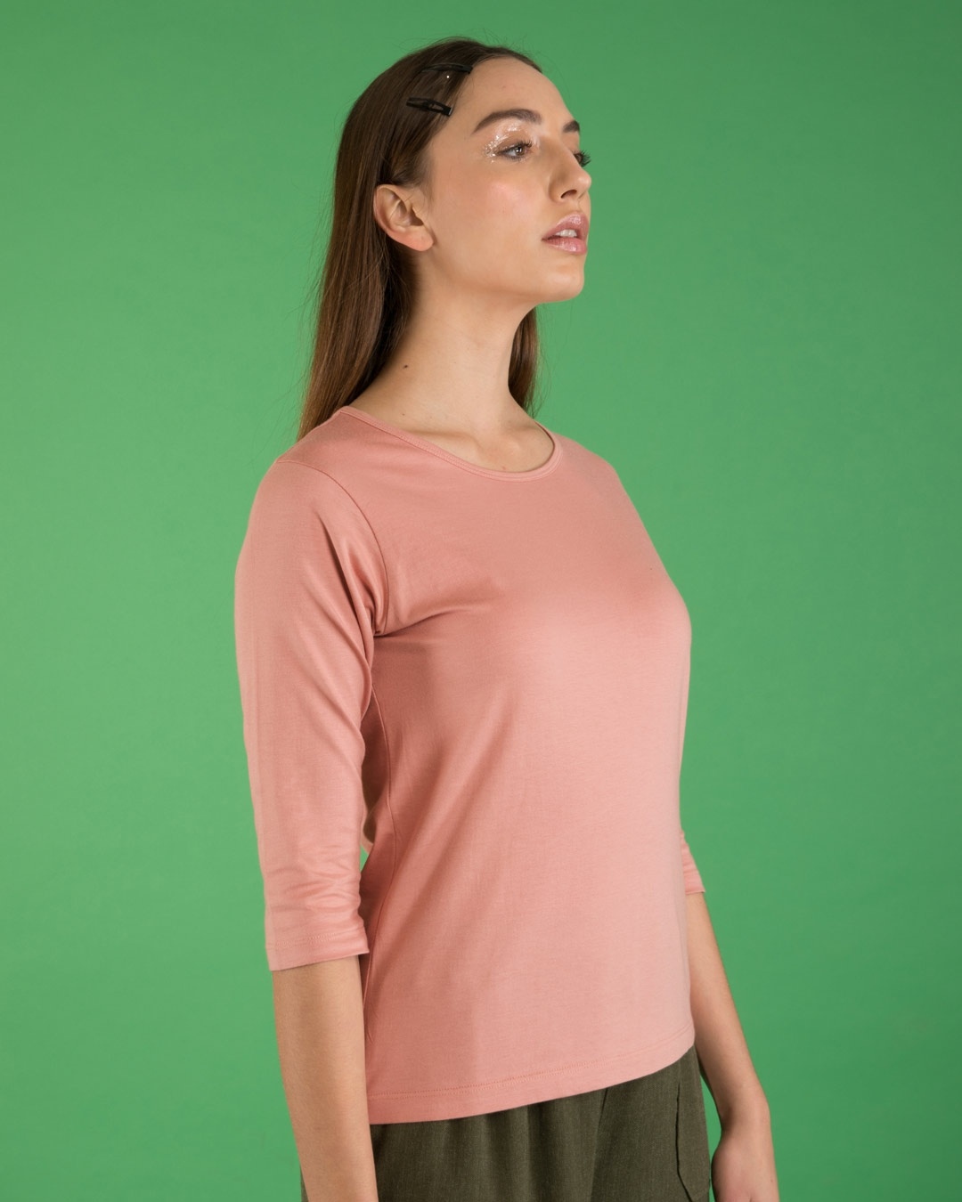Shop Misty Pink Round Neck 3/4th Sleeve T-Shirt-Design