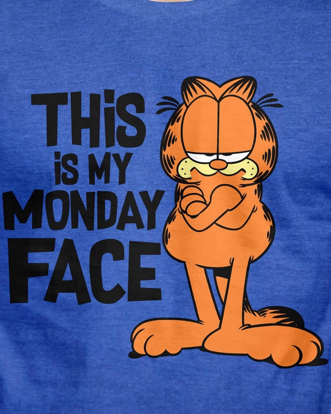 Shop Monday Face - Garfield Official Half Sleeves Cotton T-shirt-Full