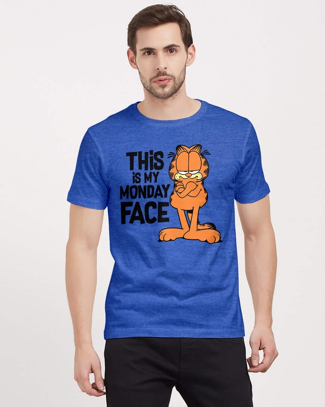 Shop Monday Face - Garfield Official Half Sleeves Cotton T-shirt