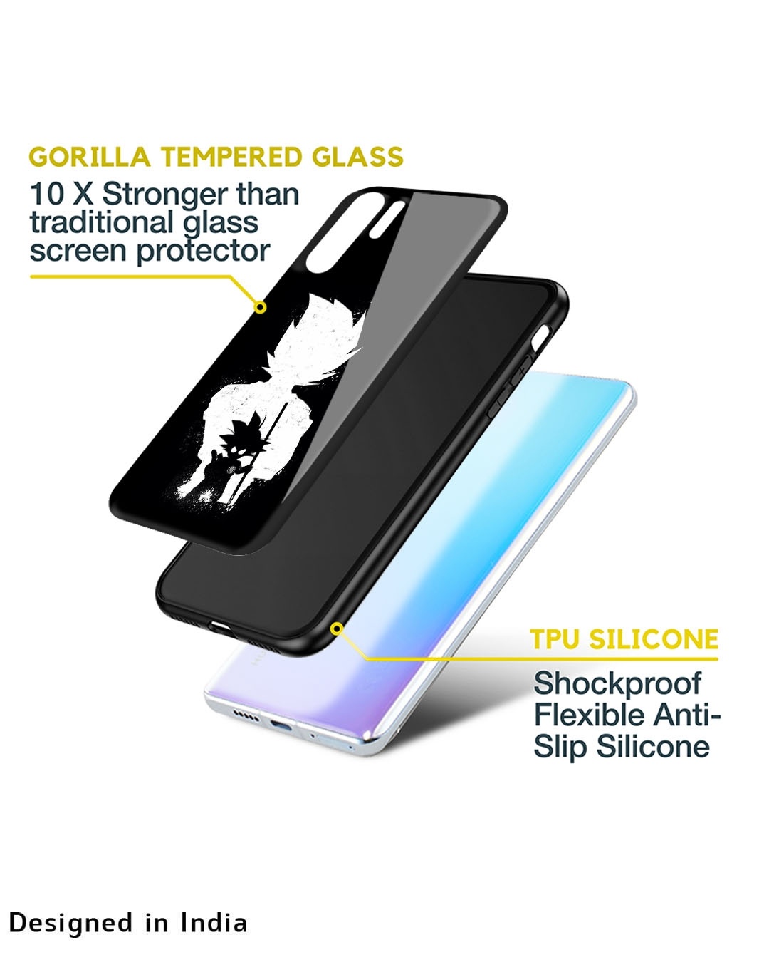 Shop Monochrome Goku Premium Glass Case for Apple iPhone X (Shock Proof,Scratch Resistant)-Design