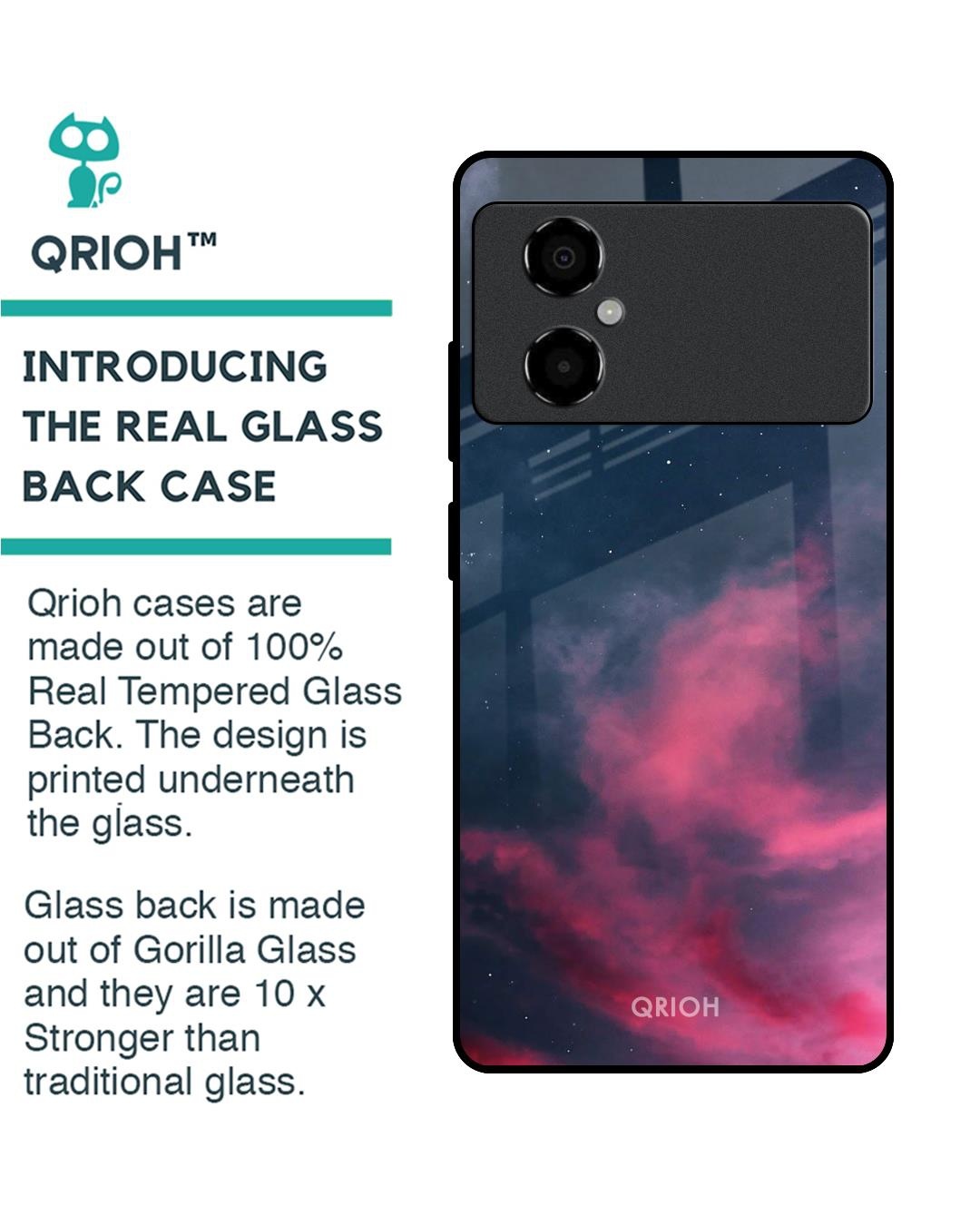 Shop Moon Night Printed Premium Glass Case for Poco M4 5G (Shock Proof,Scratch Resistant)-Back