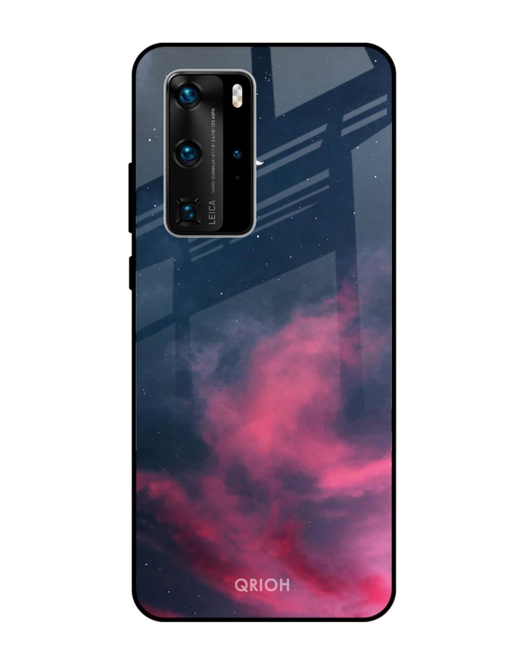 Shop Moon Night Printed Premium Glass Cover For Huawei P40 Pro (Impact Resistant, Matte Finish)-Front